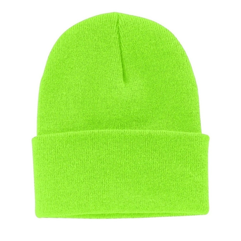 NWOT Neon Green Unisex Cuffed Beanie